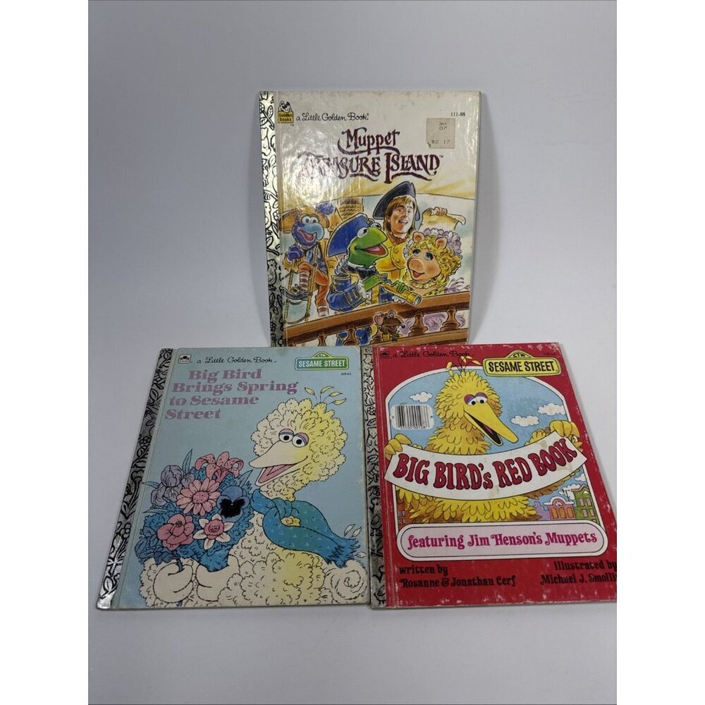 Lot of 3 A First Little Golden Book: Muppets, Sesame St. 1977, 1985, 1995